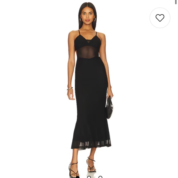 NWT Revolve Harlequin Midi Dress in Black Bardot XS - Picture 1 of 3